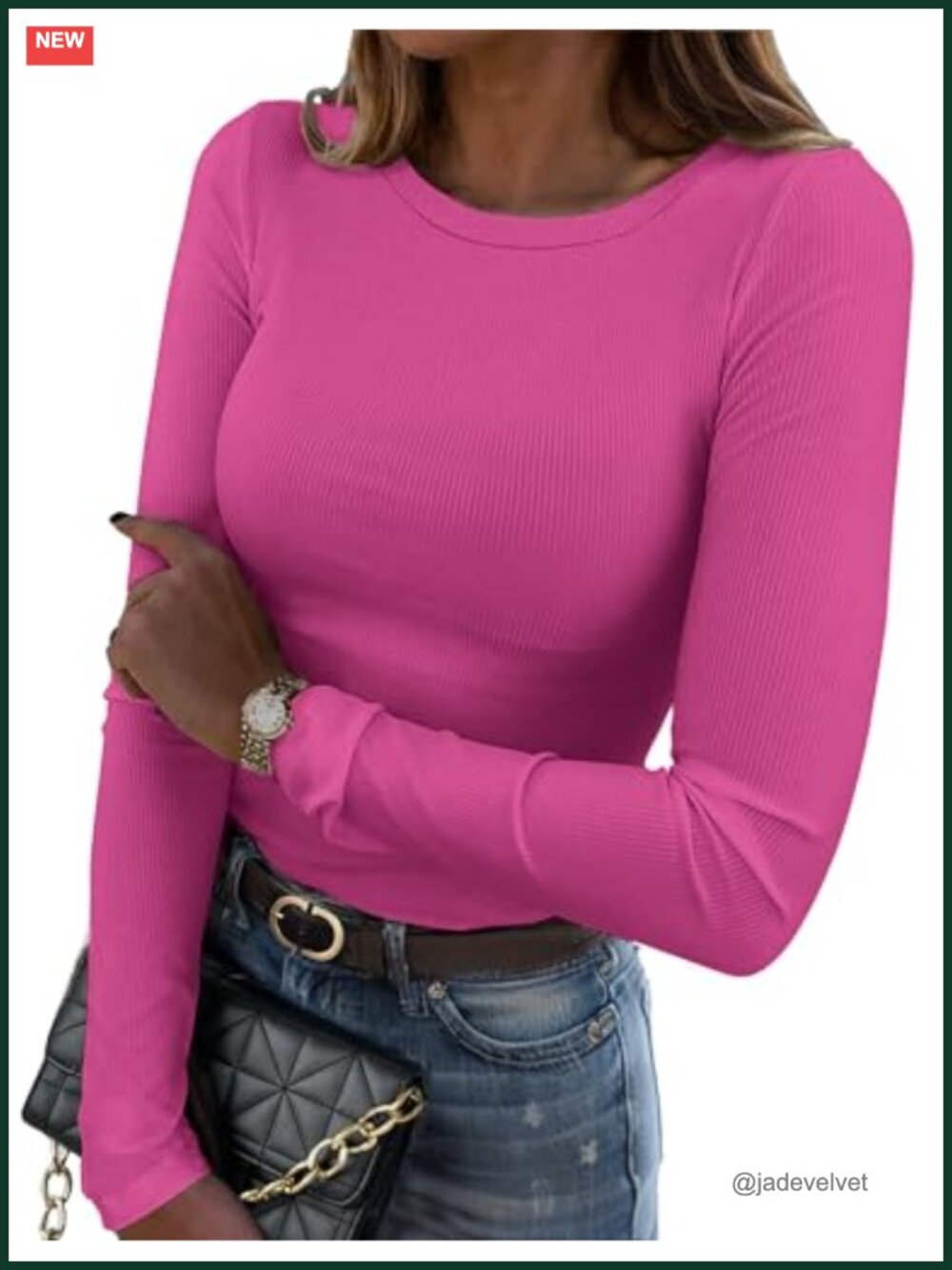 Zeagoo Women's Ribbed Knit Long Sleeve Slim Fit Crewneck T-Shirt